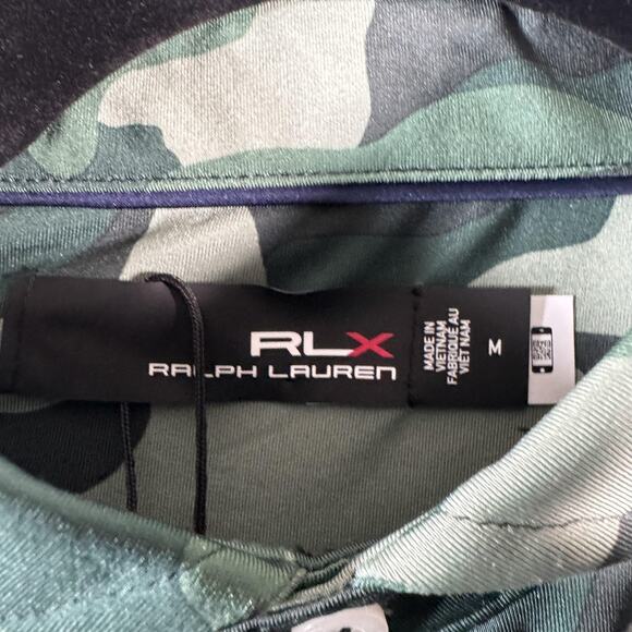 RLX Ralph Lauren Polo Shirt Mens Medium Green Camo Golf Wicking Stretch Tech - Picture 5 of 13